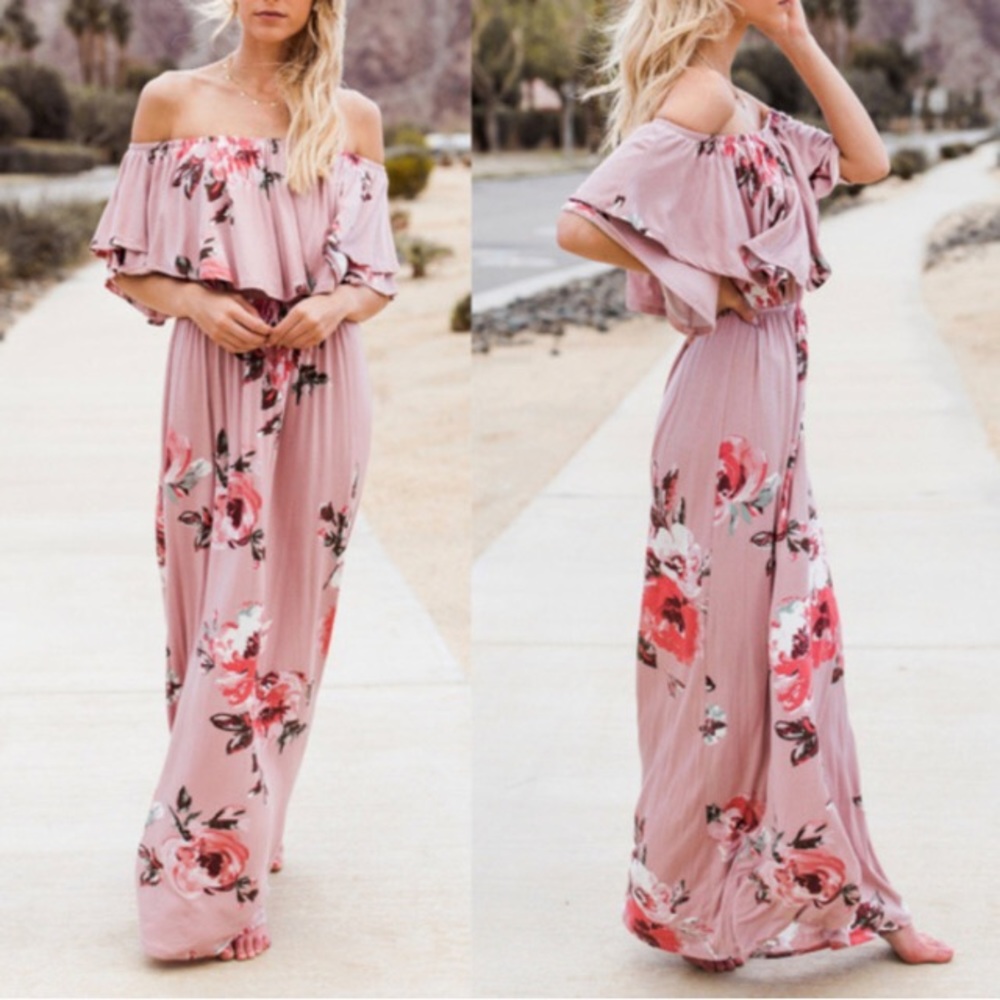 1 LEFT • Floral Off Shoulder Maxi Dress - Picture 4 of 6